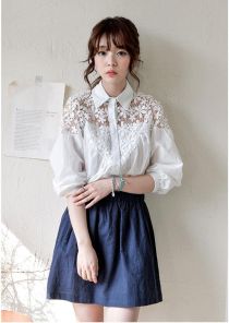 Sơ mi nữ phối ren Hàn Quốc cho nàng công sở