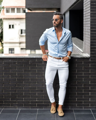 5 cách phối quần jeans trắng giúp chàng trẻ trung thanh lịch